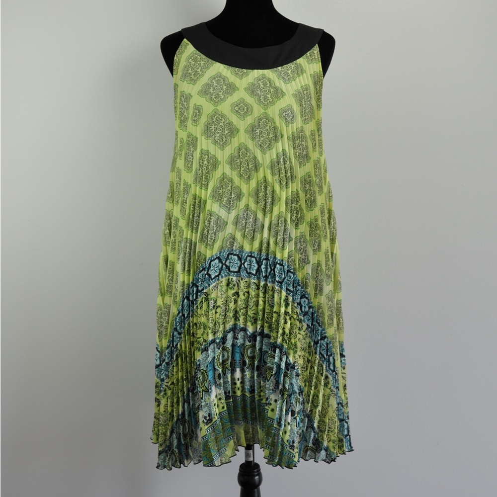 Essentials by Milano Lime and Teal Midi Dress